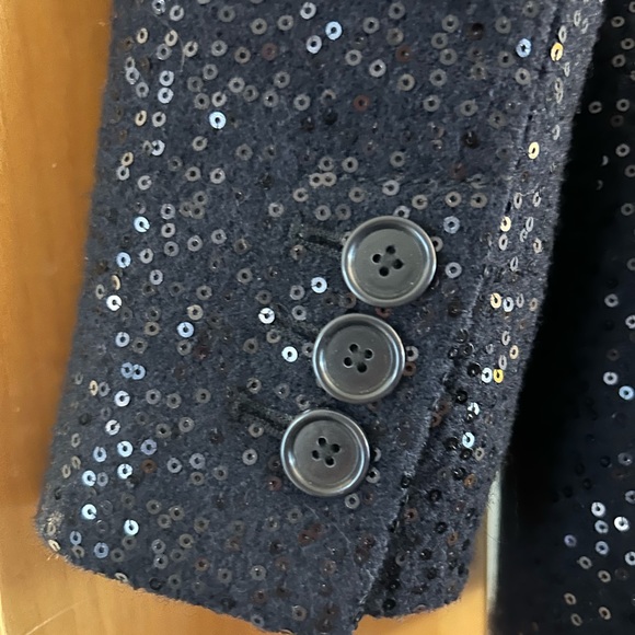 Ann Taylor Loft Navy sequin Pea Coat 2P EUC - Picture 4 of 8
